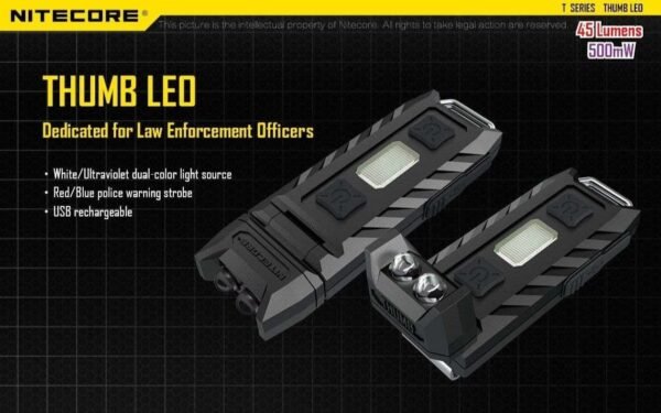 Linterna NITECORE Thumb LEO con cabezal orientable. Luz UV - Imagen 2