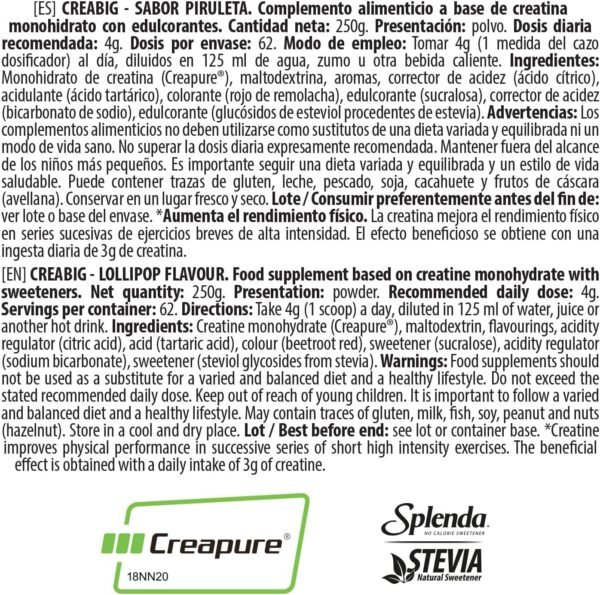 Creabig piruleta creatina creapure - Imagen 4