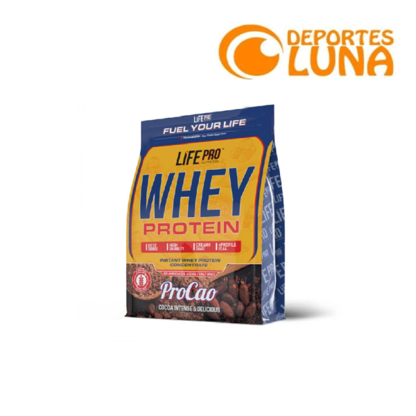 Life Pro Whey Procao Gluten Free 1kg – Proteína de suero sin gluten sabor cacao